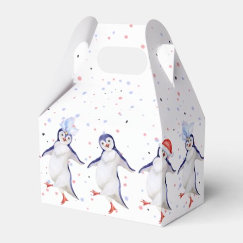 Cute Dancing Penguins Christmas Favor Boxes