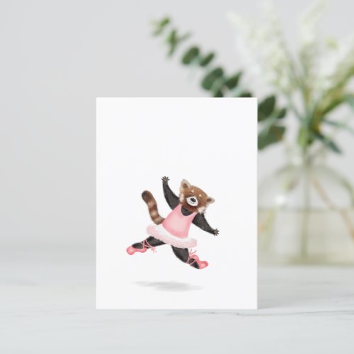 Cute dancing red panda postcard