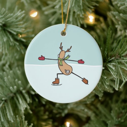 Cute Dancing Reindeer Ceramic Ornament