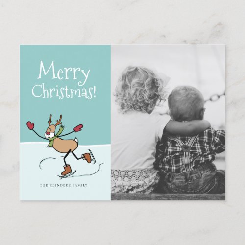 Cute Dancing Reindeer _ Christmas Holiday Postcard