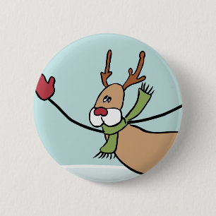 Cute Dancing Reindeer - Christmas Pinback Button
