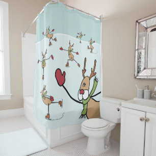 Cute Dancing Reindeer - Christmas Shower Curtain
