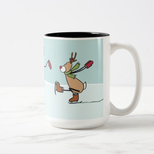 Cute Dancing Reindeer _ Christmas Two_Tone Coffee Mug