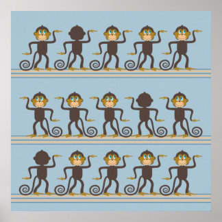 Cute dancing safari pattern, boy's room poster