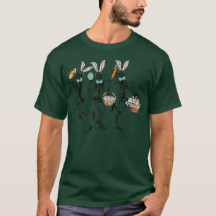 Cute Dancing Skeletons Happy Easter Day Bunny Girl T-Shirt
