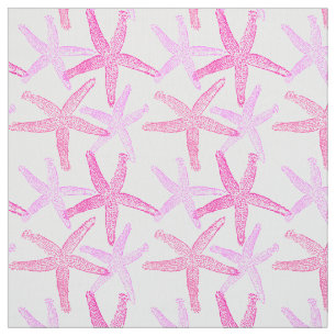Cute Dancing starfish star fish pink purple white Fabric