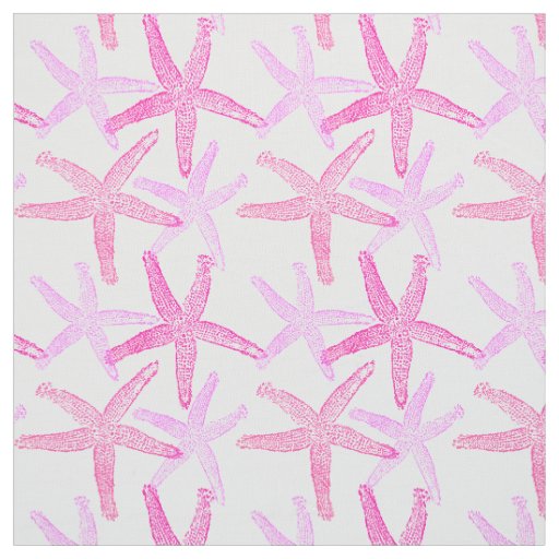 Cute Dancing starfish star fish pink purple white Fabric