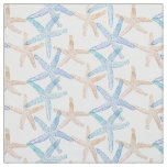 Cute Dancing starfish star fish white blue sand Fabric
