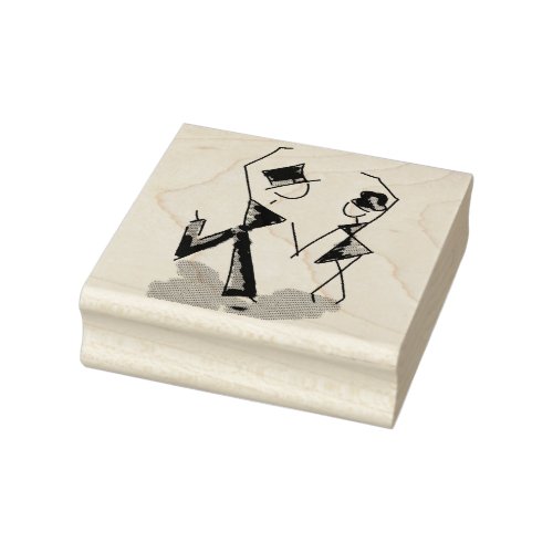 Cute Dancing Stick Figures  Wood Art Stamp