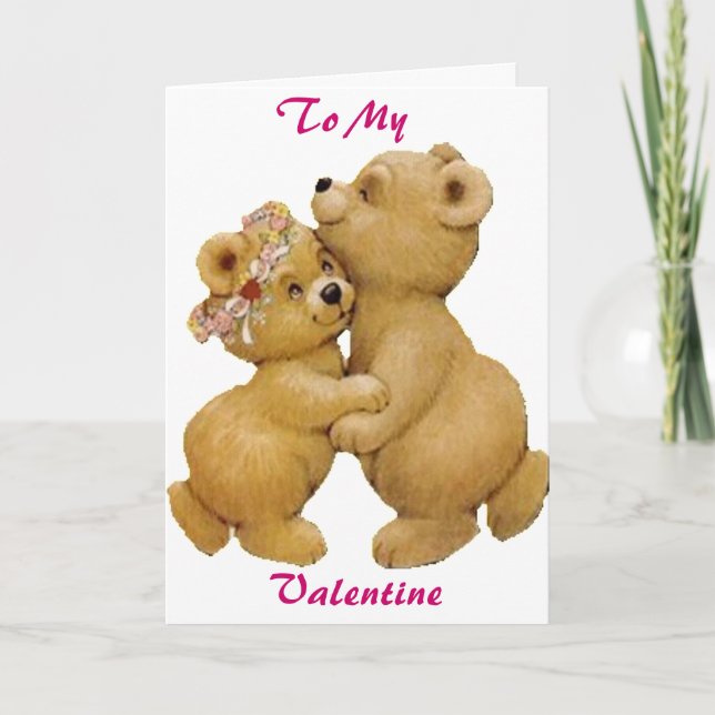 Cute Dancing Teddy Bears Holiday Card (Front)