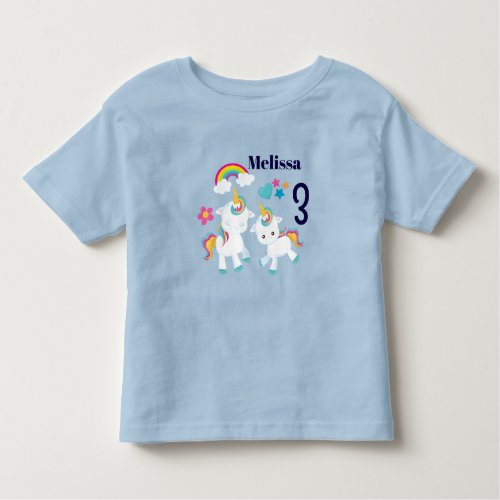 Cute Dancing Unicorns Magical Rainbow Birthday Toddler T_shirt