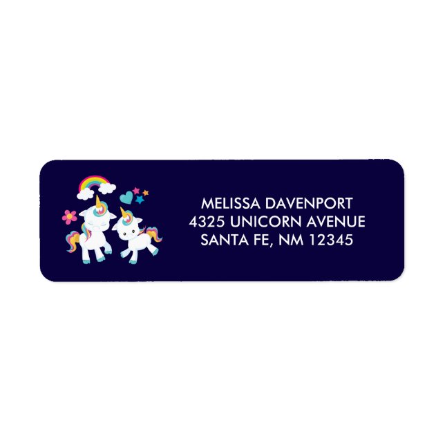 Cute Dancing Unicorns Magical Rainbow & Stars Label (Front)