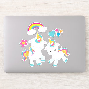 Cute Dancing Unicorns Magical Rainbow & Stars Sticker
