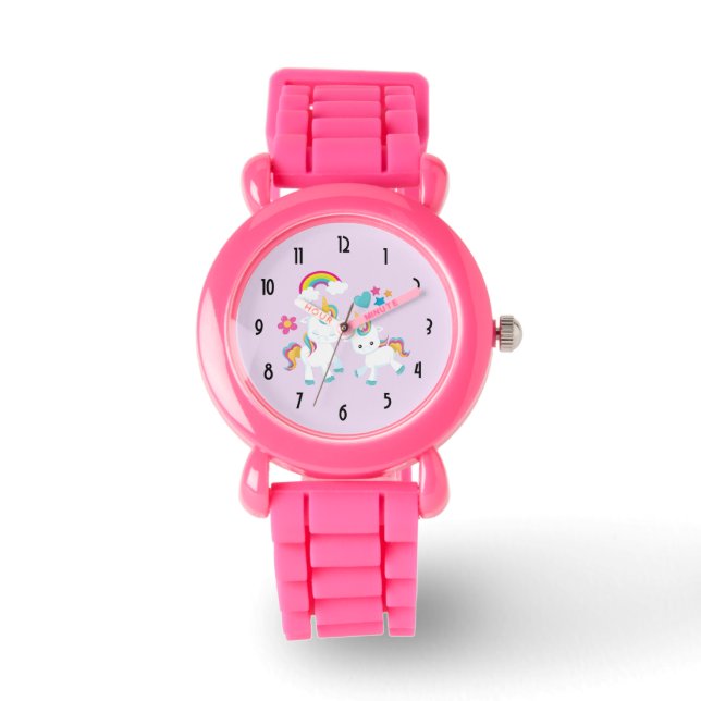 Cute Dancing Unicorns Magical Rainbow & Stars Watch (Front)