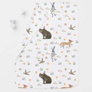 Cute Dancing Woodland Forest Animals Whimsical Baby Blanket