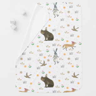 Cute Dancing Woodland Forest Animals Whimsical Baby Blanket