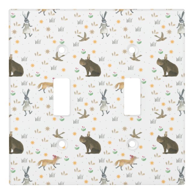 Cute Dancing Woodland Forest Animals Whimsical   Light Switch Cover (Front)