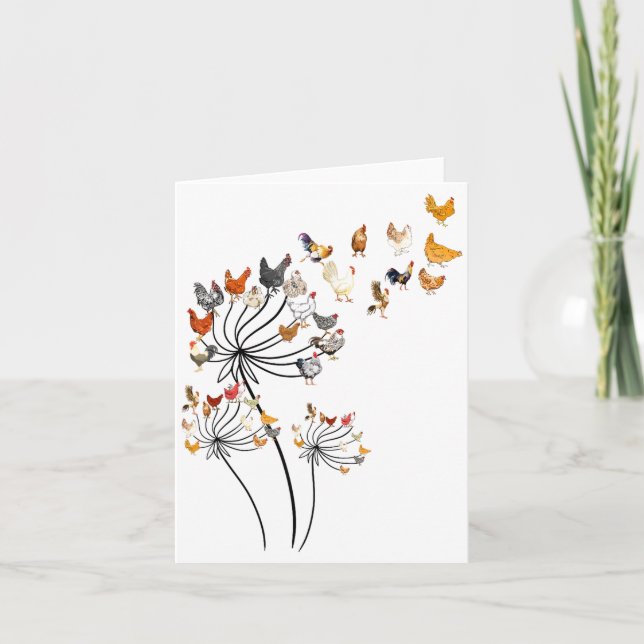 Cute Dandelion Chickens Lover Shirts For Women Gir Card (Front)