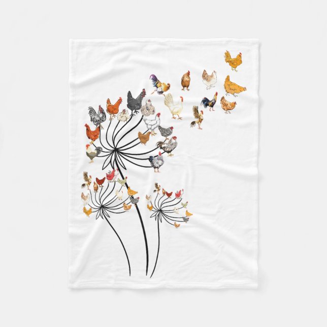 Cute Dandelion Chickens Lover Shirts For Women Gir Fleece Blanket (Front)