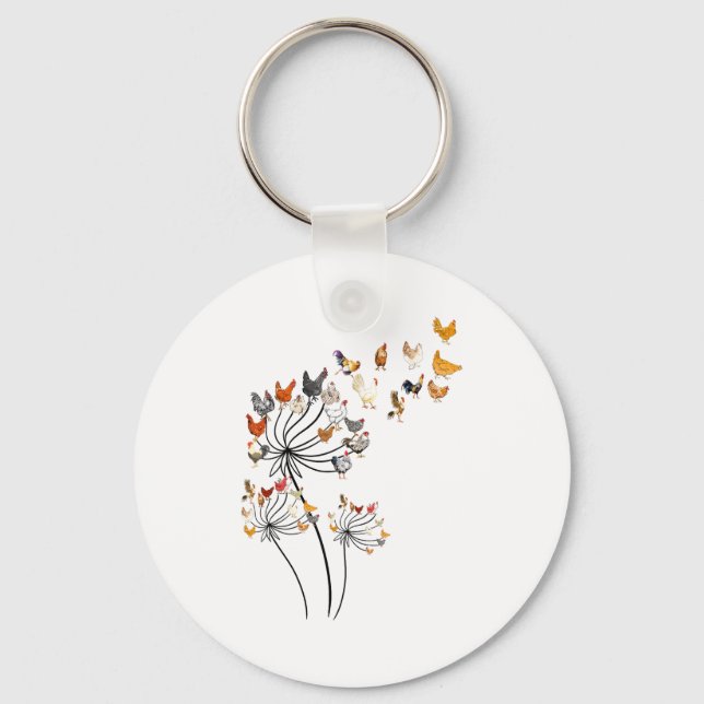Cute Dandelion Chickens Lover Shirts For Women Gir Keychain (Front)