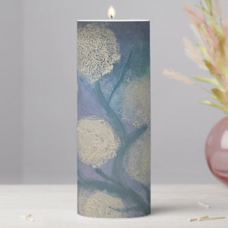 Cute Dandelion Floral Whimsical Art Pillar Candle