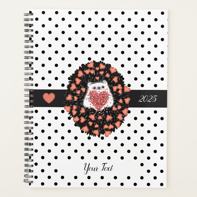 Cute Dandelion Hedgehog Heart 2025 Planner (Front)