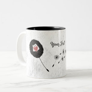 Cute Dandelion Hedgehog Heart Two-Tone Coffee Mug