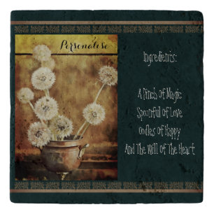 Cute Dandelion Wildflower Weed VintageGreen Stone Trivet