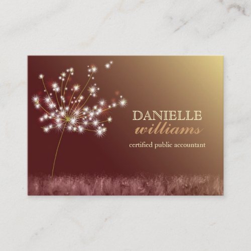 Cute Dandelions Brown + Gold Business Cards