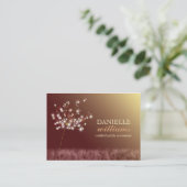 Cute Dandelions Brown + Gold Business Cards (Standing Front)