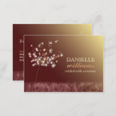 Cute Dandelions Brown + Gold Business Cards (Front/Back)