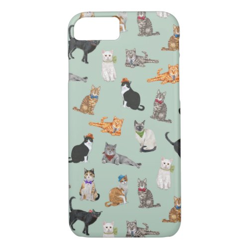 Cute Dapper Cats Pattern iPhone 87 Case