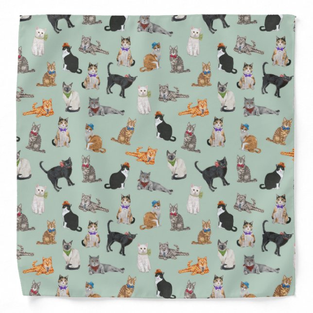 Cute Dapper Kitties Cat Pattern Bandana (Front)