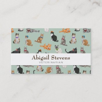 Cute Dapper Kitties Cat Pattern Business Card by funkypatterns at Zazzle