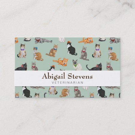 Cute Dapper Kitties Cat Pattern Business Card