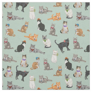 Cute Dapper Kitties Cat Pattern Fabric