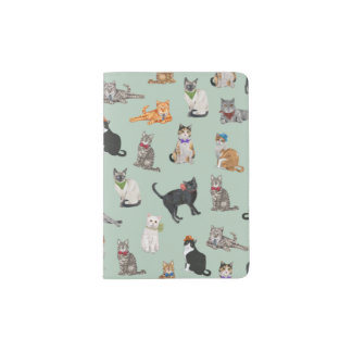 Cute Dapper Kitties Cat Pattern Passport Holder