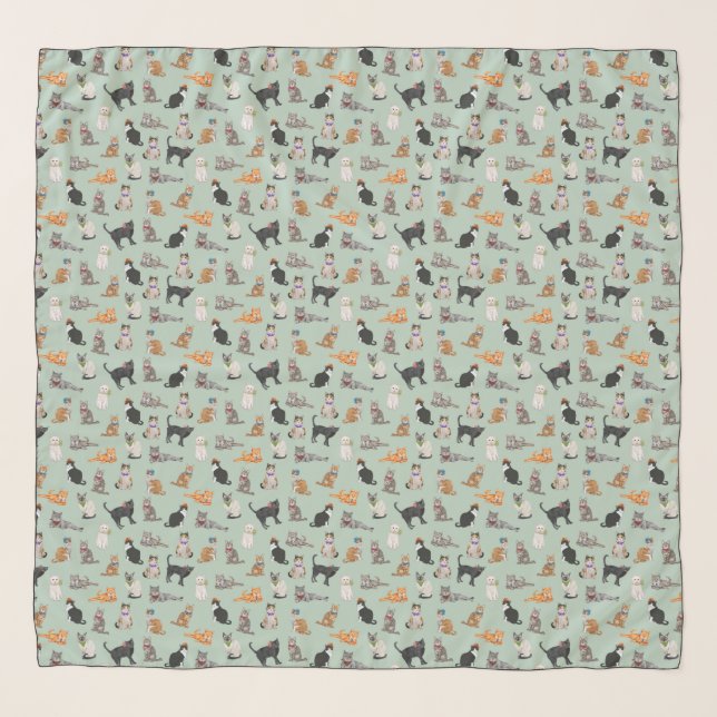 Cute Dapper Kitties Cat Pattern Scarf (Front)