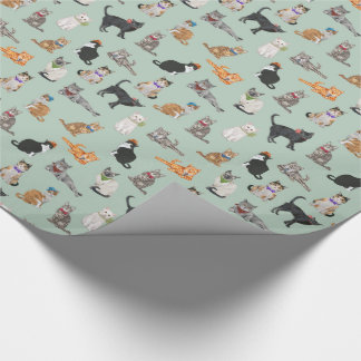 Cute Dapper Kitties Cat Pattern Wrapping Paper