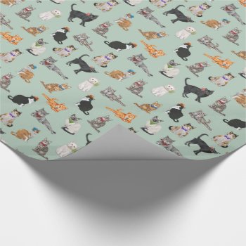 Cute Dapper Kitties Cat Pattern Wrapping Paper by funkypatterns at Zazzle