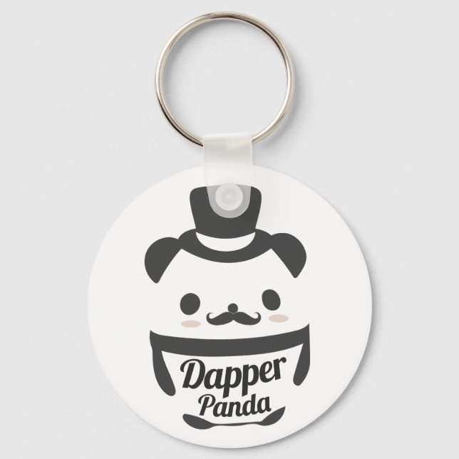 Cute Dapper Panda Wearing Top Hat Keychain (Front)
