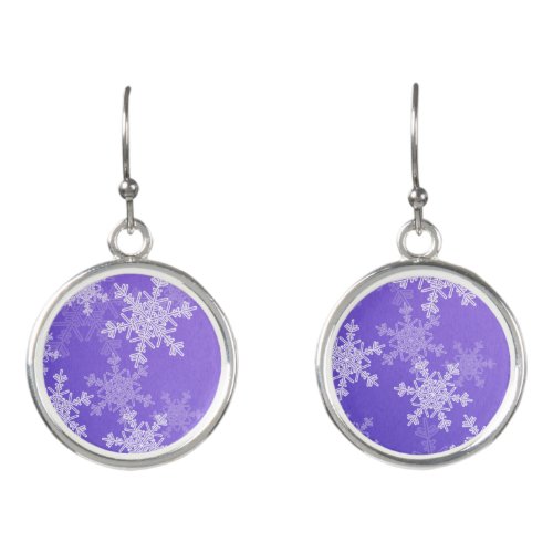 Cute dark blue and white Christmas snowflakes Earrings