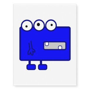 Cute Dark Blue Cartoon Monster Temporary Tattoos