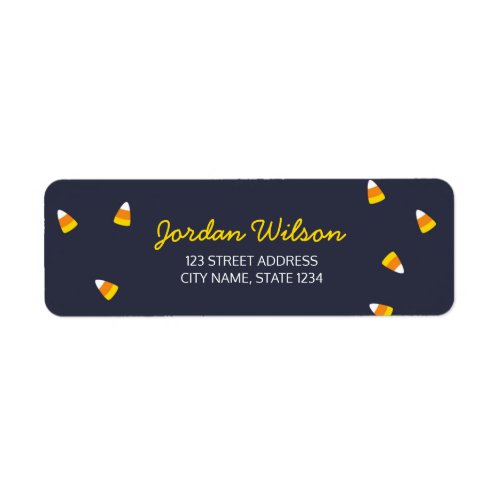 Cute Dark Blue Halloween Candy Corn Address Label