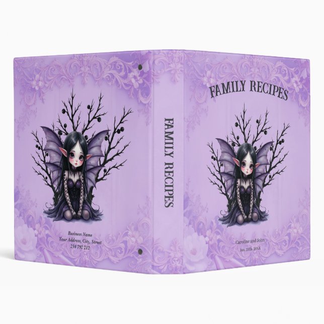 Cute Dark Fairy with Bat Wings.  3 Ring Binder (Background)