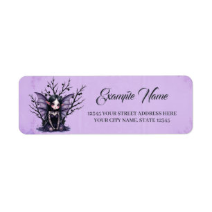 Cute Dark Fairy with Bat Wings.  Label