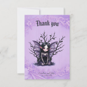 Cute Dark Fairy with Bat Wings Thank You Card