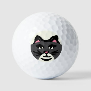 Cute Dark Gray CAT with Pink Ears, Black Whiskers Golf Balls