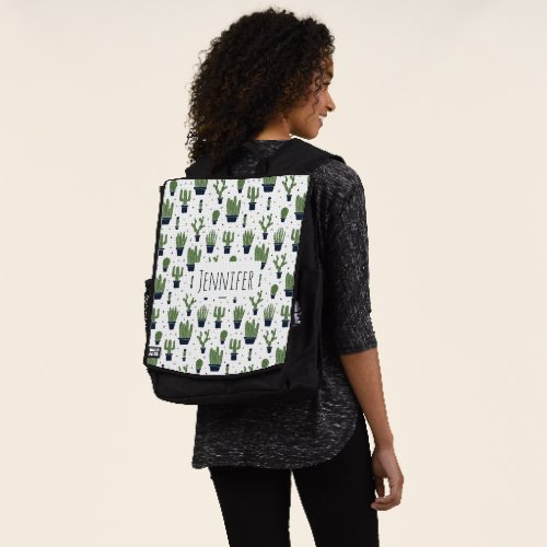 Cute Dark Green Cactus Desert Pattern Backpack