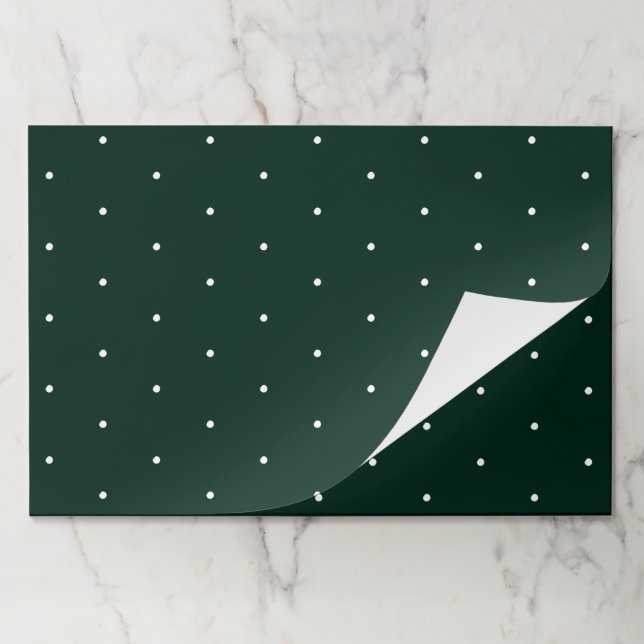 Cute dark green polka dot pattern paper placemats (Folded)
